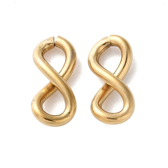 304 Stainless Steel Infinity Quick Link Connectors Ion Plating(IP) Golden 12.5x5.5x3mm Hole: 2.7x2.4mm