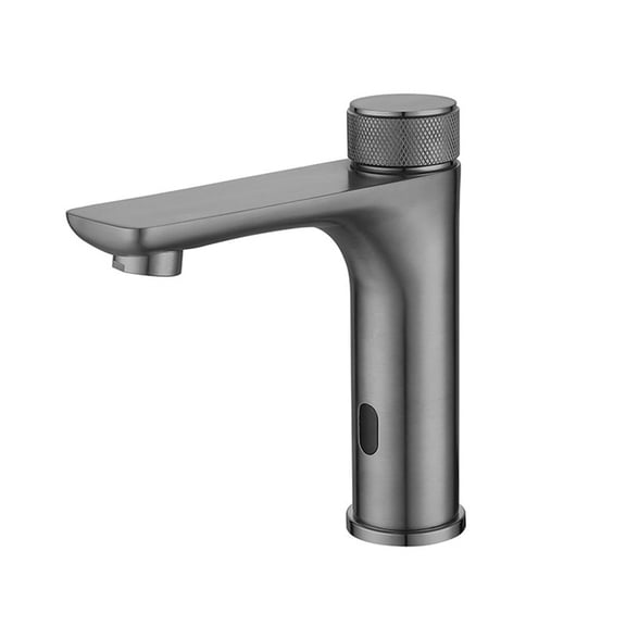 304 Stainless Steel Infrared Sensor Faucet With Hot And Cold Water Control, Touchless Operation And Ergonomic Anti-Slip Handwheel, Bathroom Or Kitchen Mixer Tap(Gray)