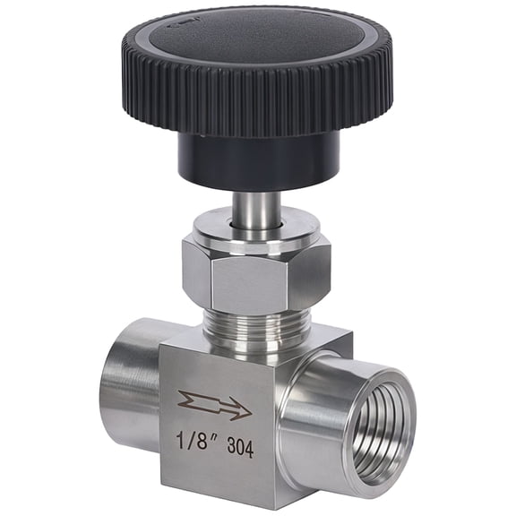 304 Stainless Steel Inline Needle Valve, Internal Thread, 1/8 NPT, Manual Flow Control for Water, Air, Oil Systems