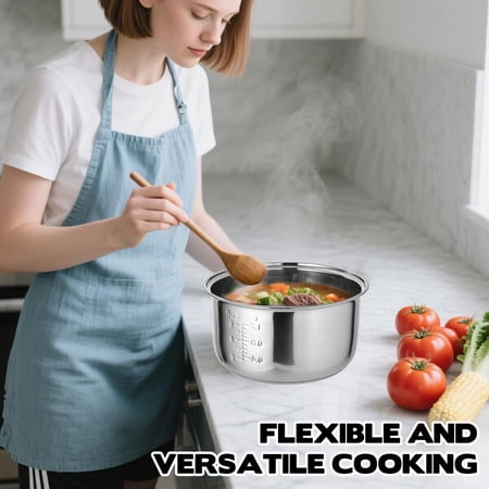 304 Stainless Steel Inner Pot 3.17 QT Rice Cooker Inner Pot Compatible with Zojirushi NS-TSC10 Rice Multi-cooker (5.5 Cups) Rice Cooker Pots Replacement for Kitchen Pressure Cooker Rice Maker