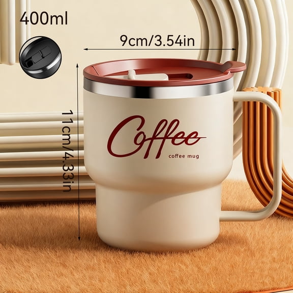 400ML 304 Stainless Steel Insulated Coffee Mug, Double-Wall Travel Cup with Lid for Coffee, Milk, Tea and Water