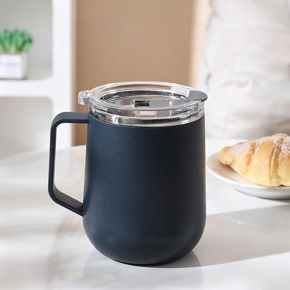 304 Stainless Steel Insulated Coffee Mug with Handle Lid Leakproof Travel Cup for Office Commuting Daily Drink