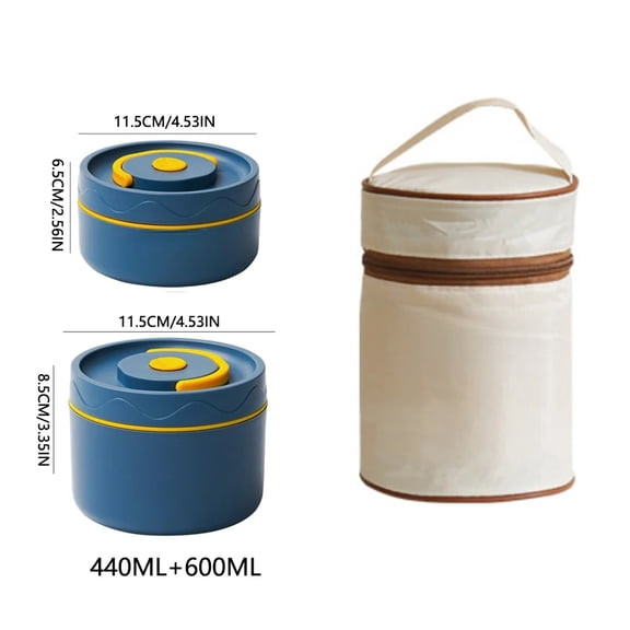 304 Stainless Steel Insulated Lunch Box with Storage Bag Portable Double-layer Covered Lunch Box Office Student Sealed Lunch Box