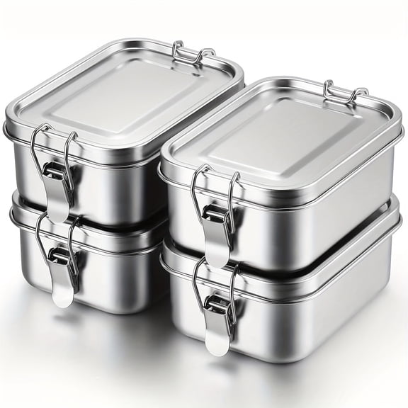 304 Stainless Steel Insulated Square Bento Lunch Box with Sealed Lid, Lightweight Portable Oven & Fridge Safe Meal Prep Container for Student Office Travel Healthy Daily Use