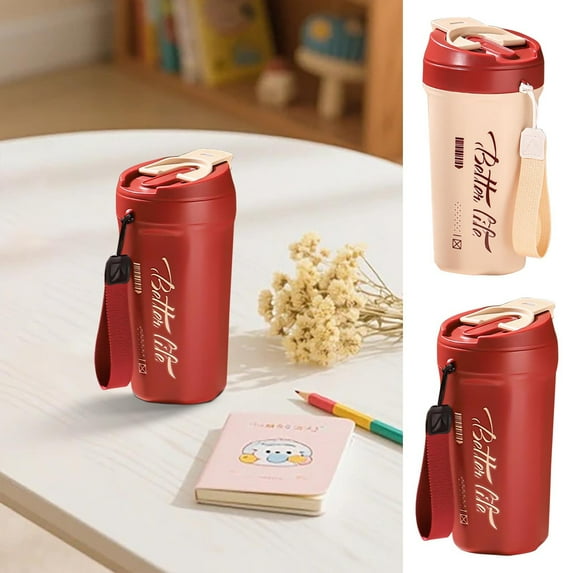 304 Stainless Steel Insulated Travel Coffee Mug 17.6oz | Leakproof Thermal Cup with Handle, Double-Wall Anti-Scald, Reusable Everyday Tumbler for Hot & Cold Drinks, Straw or Flip Lid, Portable