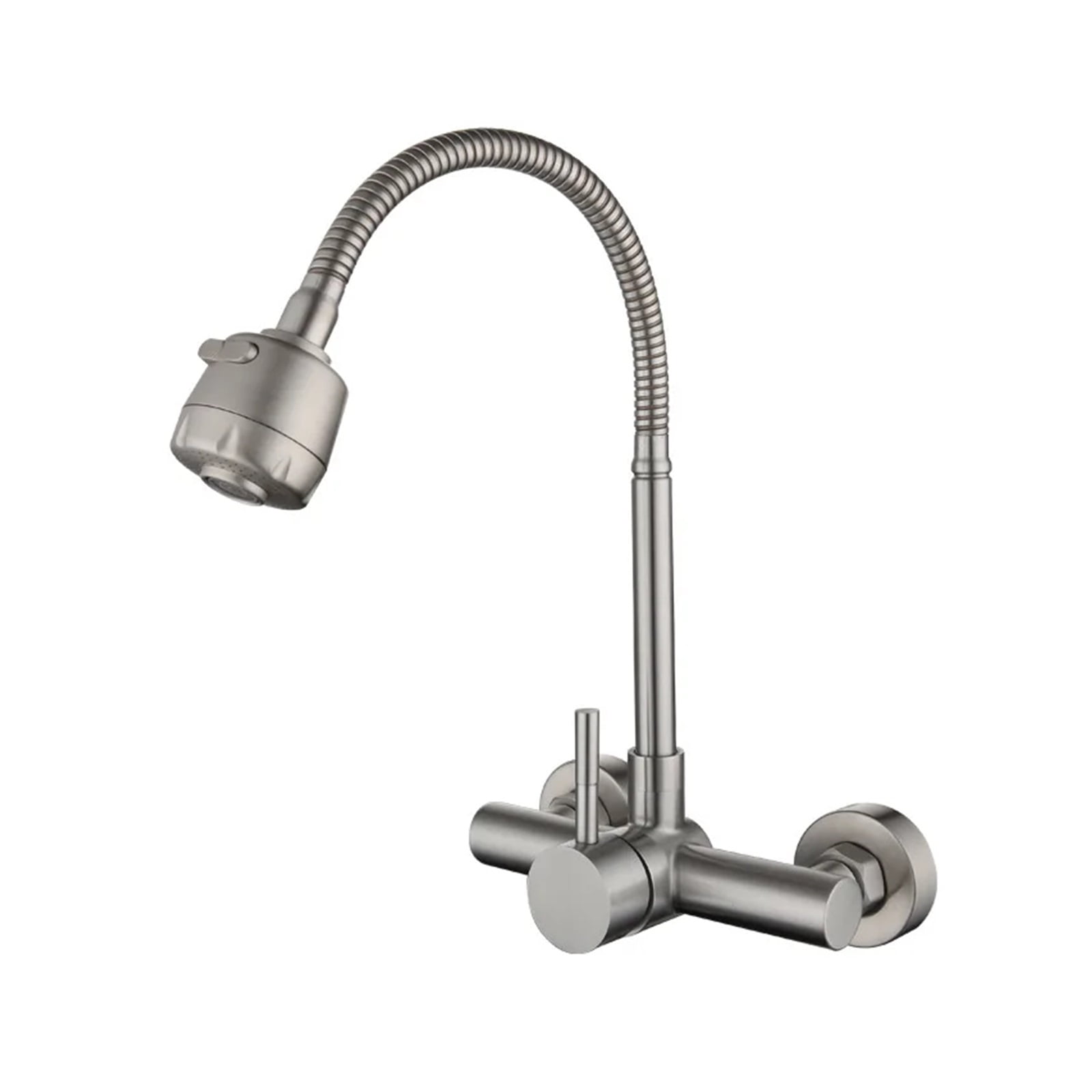 304 Stainless Steel Into Wall Hot And Cold, Double Hole Sink Universal Pipe Shower Water Rotary Kitchen Faucet ,Leakproof Design