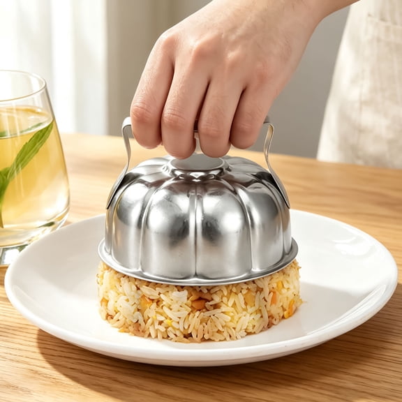 304 Stainless Steel Japanese Omelette Rice Mold, Fried Rice Press Mold, Handled Stainless Steel Rice Shaper for Easy Forming, Kitchen Cooking Gadget