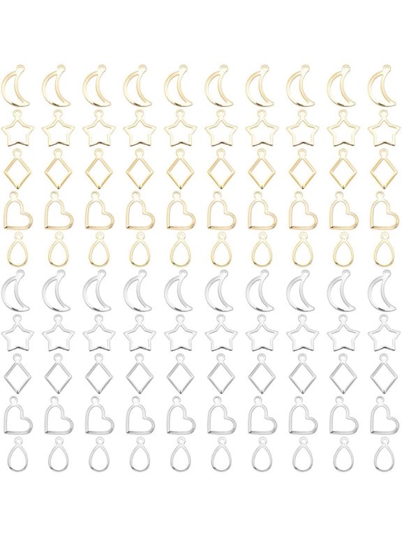 304 Stainless Steel Jewelry Bezels Open Bezels Hollow Frame Resin Bezels Pendant Trays Links Charms for DIY Craft DIY
