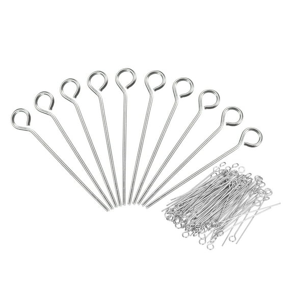 304 Stainless Steel Jewelry Eye Pins 500Pcs 22mm 22 Gauge Silver Open Eye Pins Jewelry Making DIY Craft Earrings