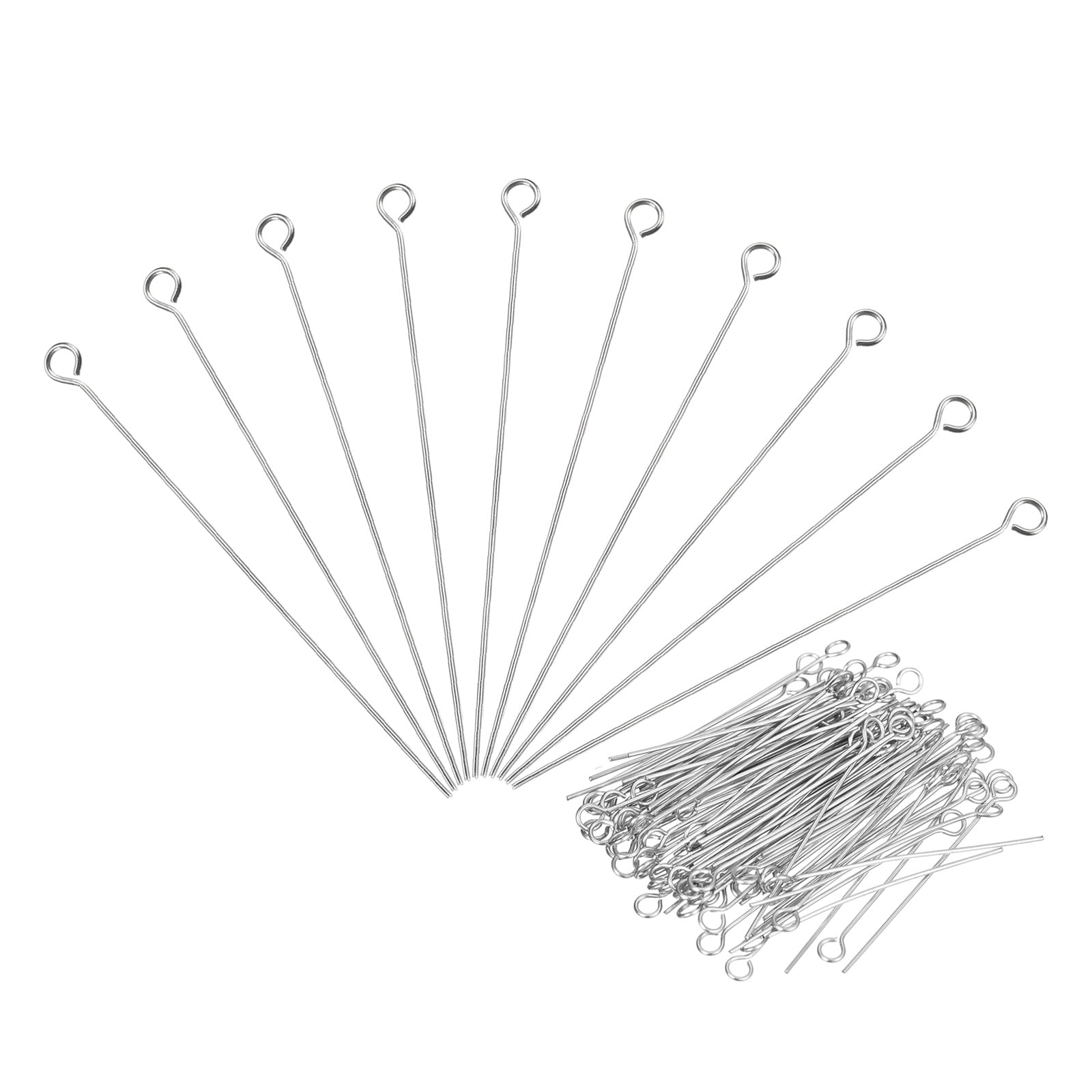 304 Stainless Steel Jewelry Eye Pins 50Pcs 70mm 22 Gauge Silver Open ...