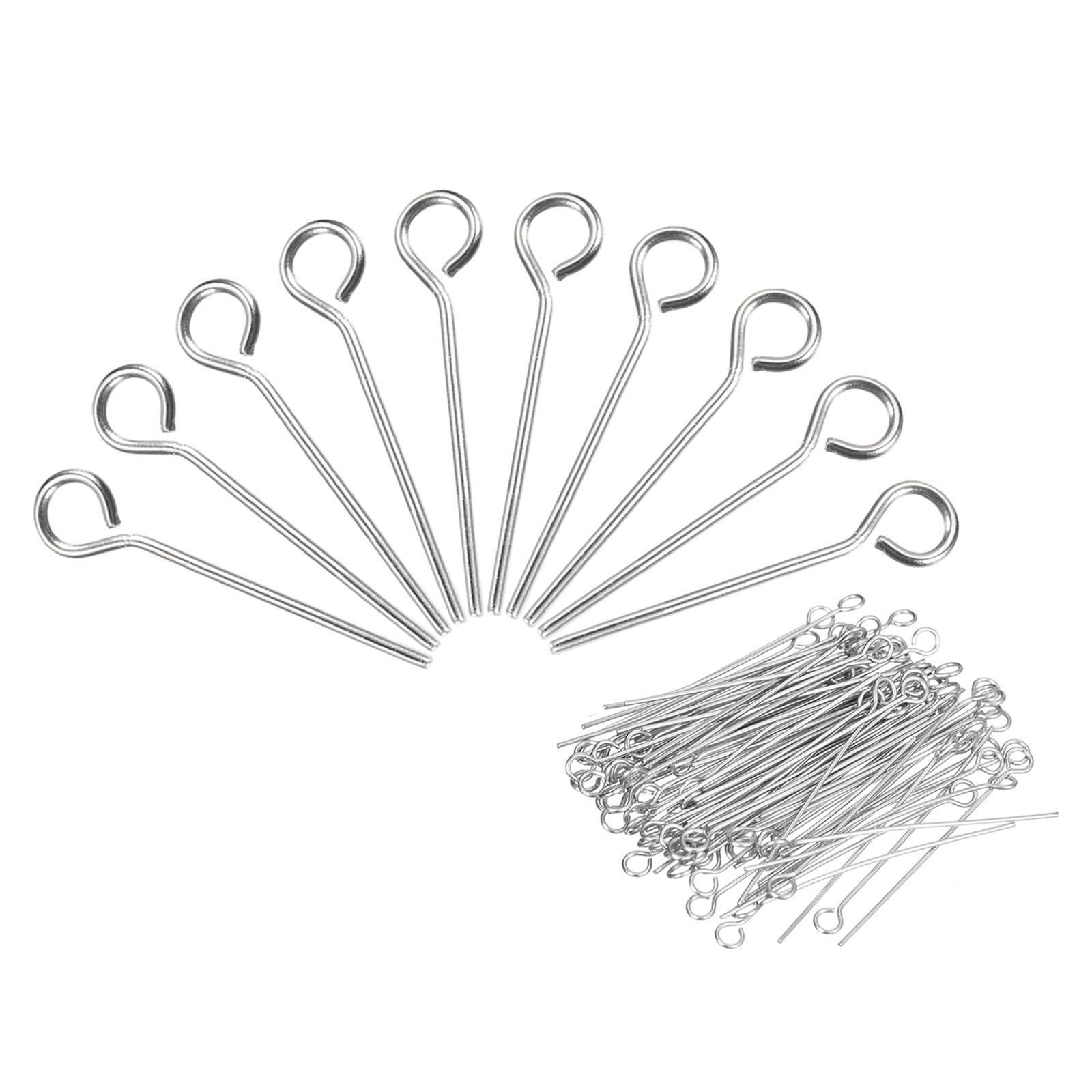 304 Stainless Steel Jewelry Eye Pins 800Pcs 15mm 22 Gauge Silver Open Eye Pins Jewelry Making DIY Craft Earrings