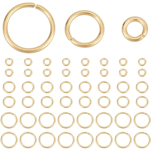 304 Stainless Steel Jump Rings Open Jump Rings Metal Connectors for DIY Jewelry Crafting and Keychain Accessories Real 18K golden Plated 4~8x0.8mm Inner Diameter: 2.4~6.4mm 1000pcs/set