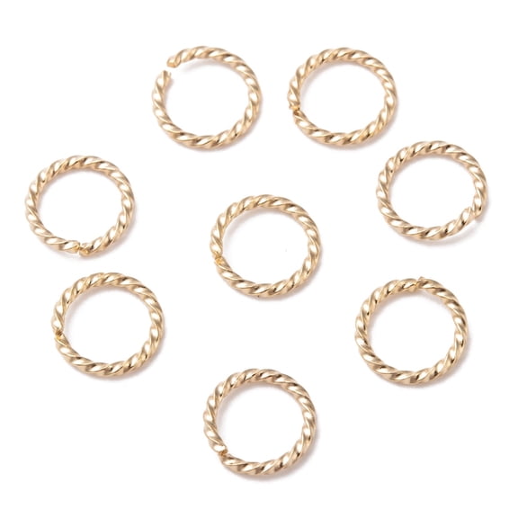 304 Stainless Steel Jump Rings Open Jump Rings Twisted Real 24k golden Plated 16 Gauge 10x1.3mm Inner Diameter: 8mm