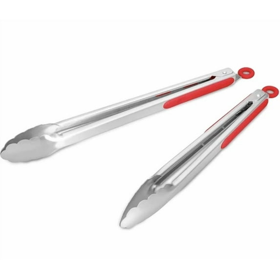 304 Stainless Steel Kitchen Cooking Tongs, 9" And 12" Set Of 2