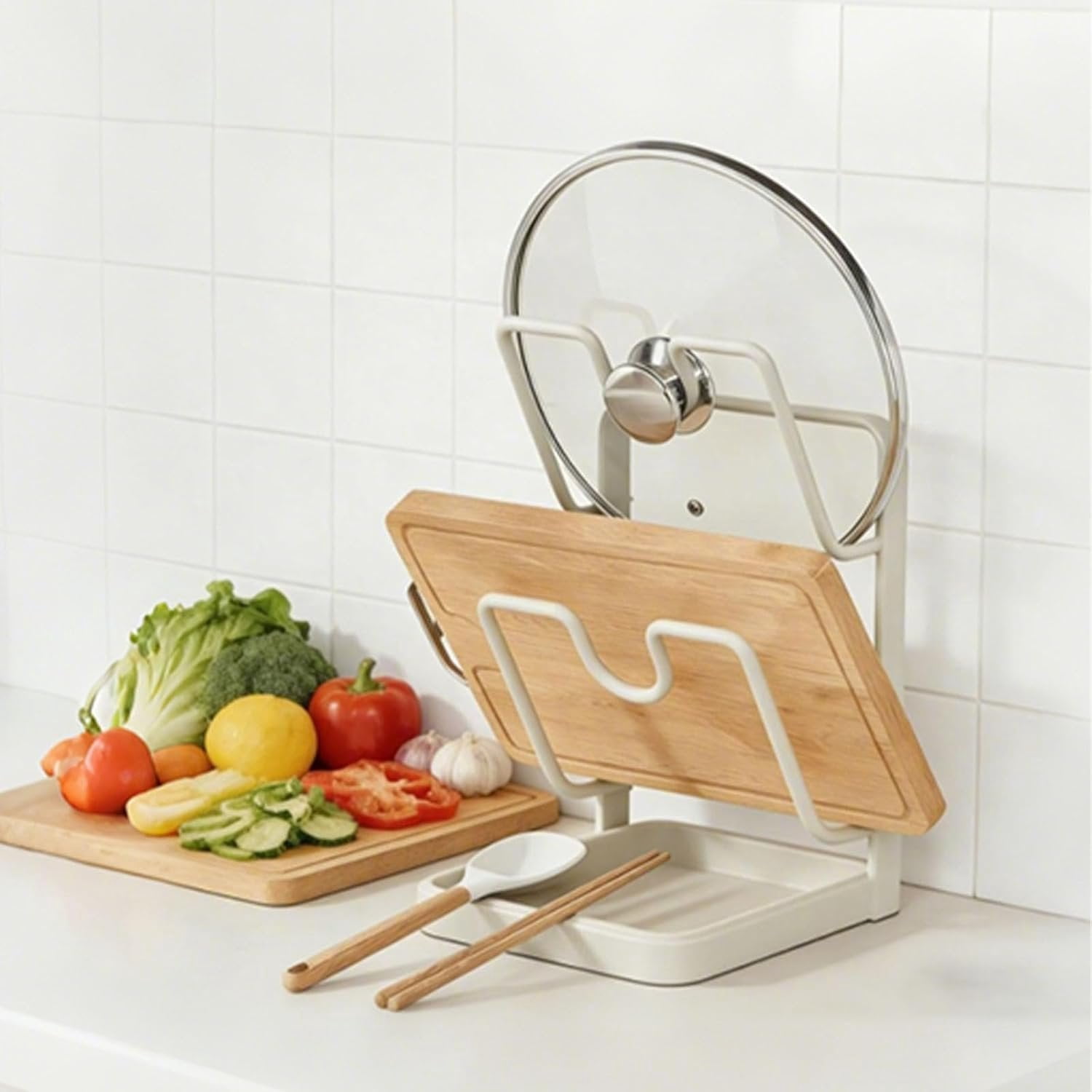 304 Stainless Steel Kitchen Pot Lid Storage Rack, Pot Lid Holder while ...