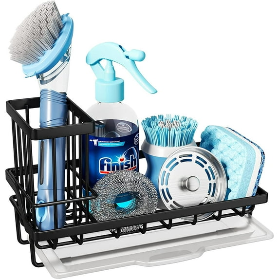 LEFEE Kitchen Stainless Steel Freestanding Sink Caddy, Black