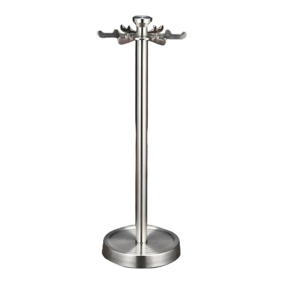 304 Stainless Steel Kitchen Utensil Holder Organizer 360 Degree Rotating Carousel with 6 Hooks for Hanging Spoons Pot Pan