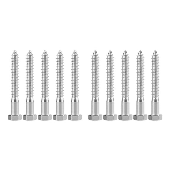 304 Stainless Steel Lag Screws (10 Pcs) Long Wood Screws for TV Wall Mount/Outdoor Deck/Timber Joints (1/2 * 4)