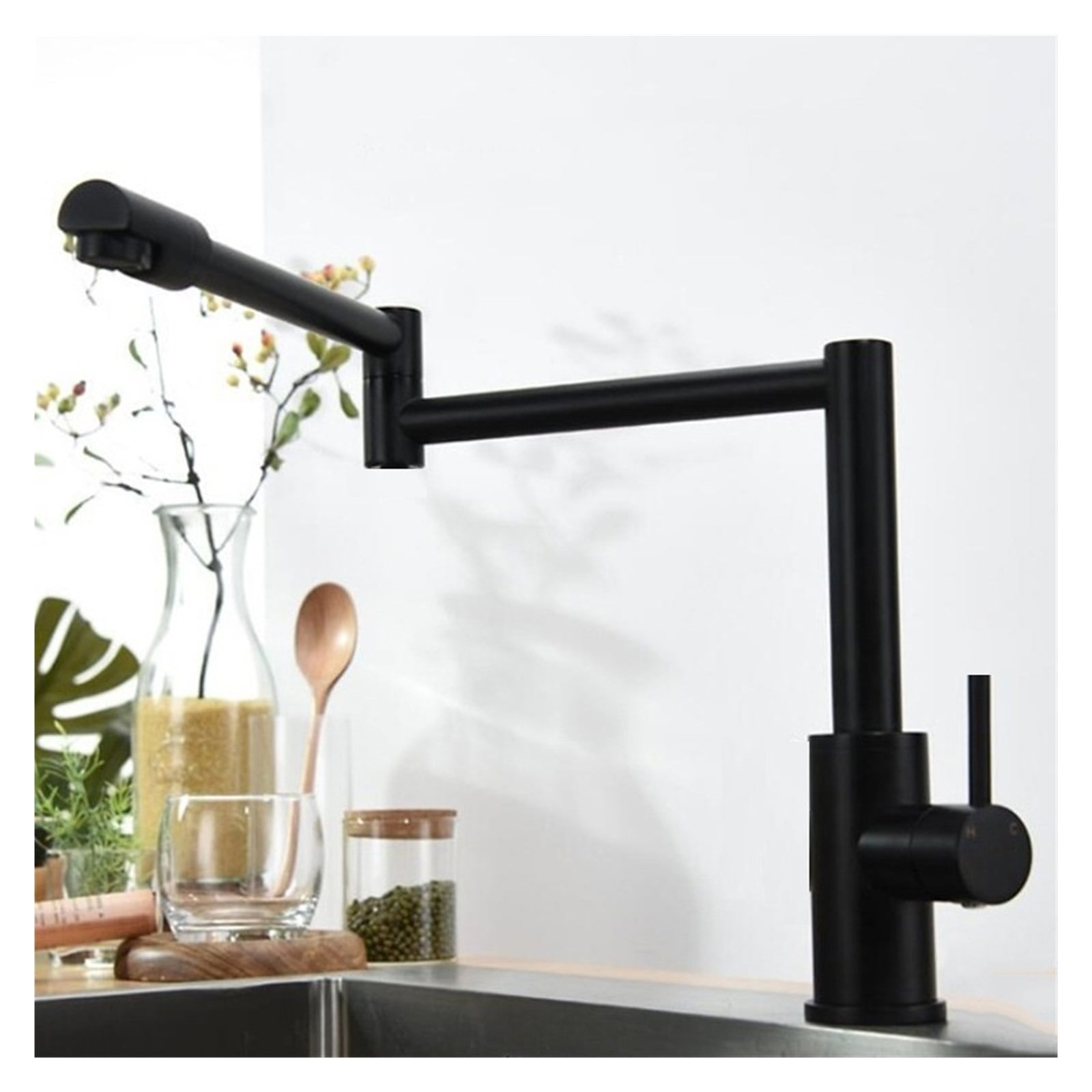 304 Stainless Steel Lead Free Kitchen Faucet 360 Degree Rotate Kitchen Sink Folding Tap Cold Hot Water Mixer Tap Sink Crane ,Bar Laundry RV Farmhouse