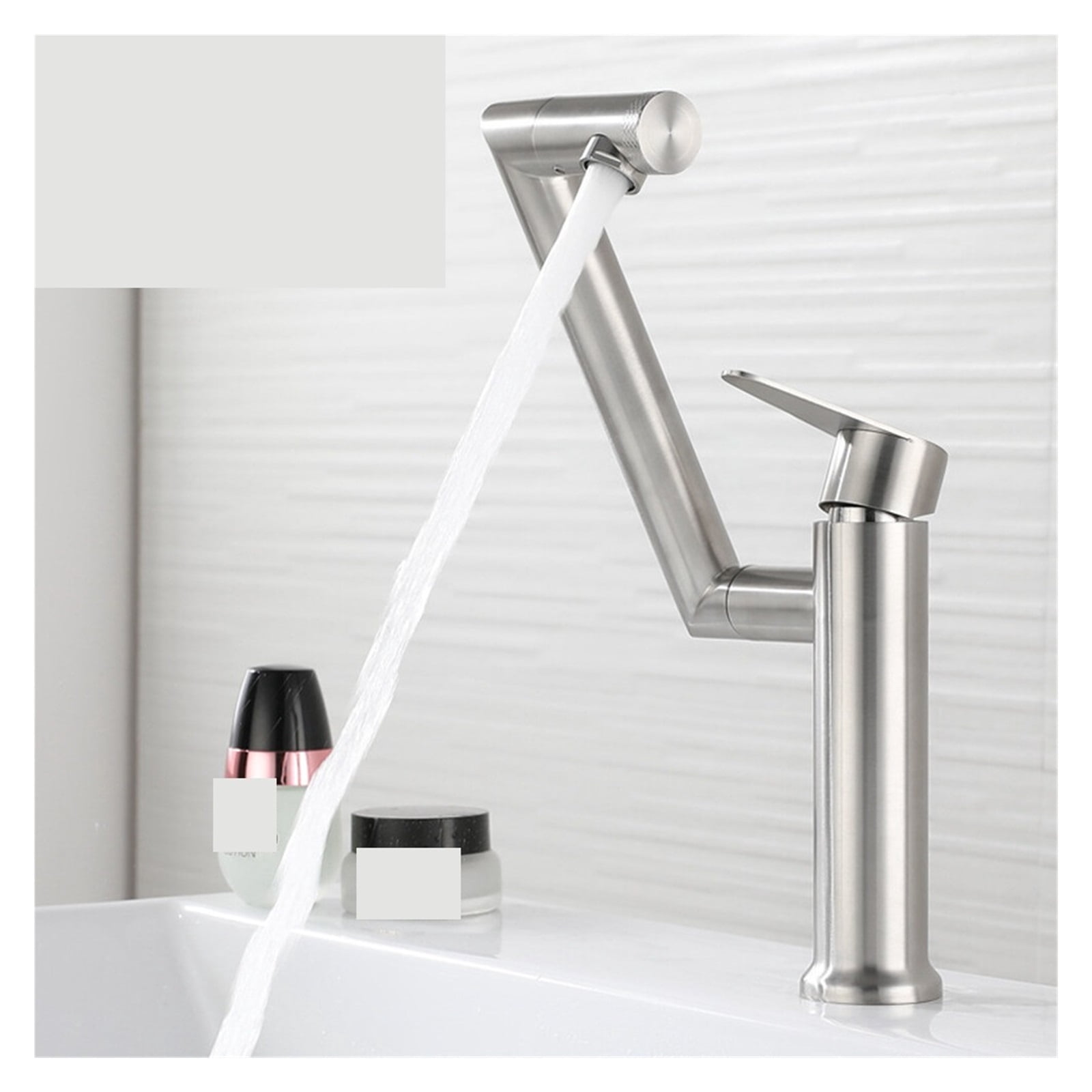 304 Stainless Steel Lead-free Folding Kitchen Faucet Mixer 360 Degree Swivel Single Handle Nickel Kitchen Sink Basin Taps