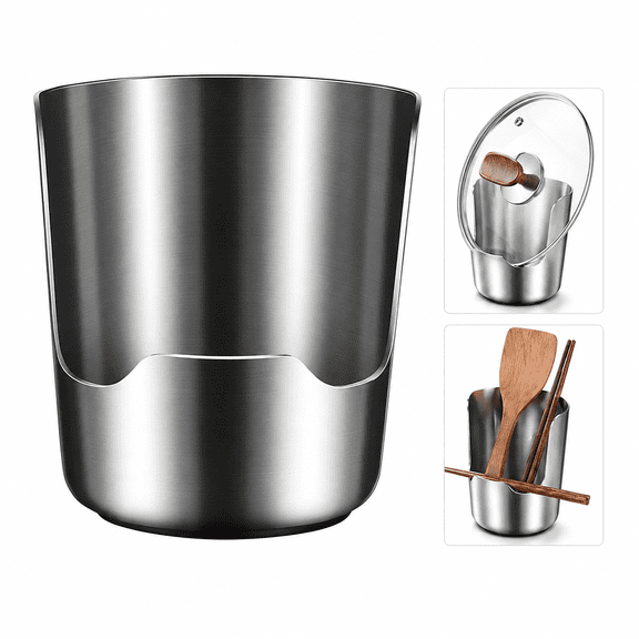 304 Stainless Steel Lid and Spoon Rest, Weighted Utensil Holder with Grooved Drip Base, Space-Saving Kitchen Counter Organizer