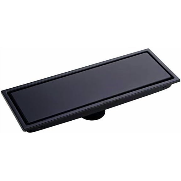 304 Stainless Steel Linear Shower Floor Drain with Tile Insert Grate Removable Cover 12 inch Long Rectangle, Matte Black Plated Finish$$Tools & Hardware Other