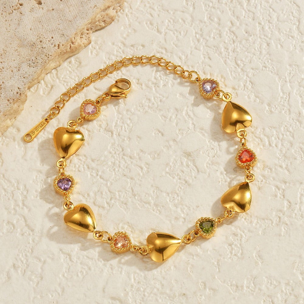 Moonstone Stretch Bracelet - 18K Gold Plated Beads, Adjustable 6.5-Inch Fit
