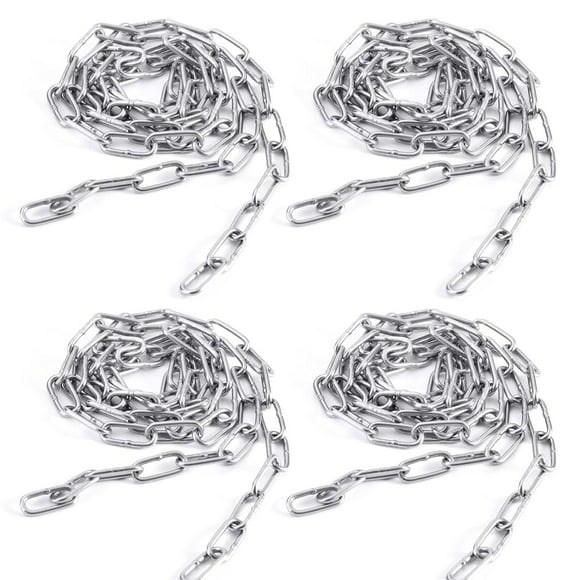 304 Stainless Steel Link Chain,Bexikou 4 Pack Heavy Duty Coil Chain,Hanging Safety Chains for Swing Plants Anti-Theft Pet Dog Anchor Fence Towing Chain Link,40in x 0.06in - Silver