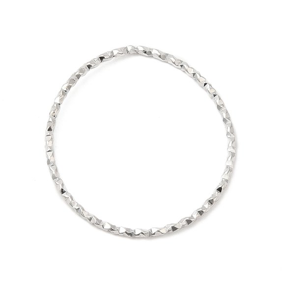 304 Stainless Steel Linking Rings Textured Round Ring Stainless Steel Color 24~25x1mm Inner Diameter: 22~23mm