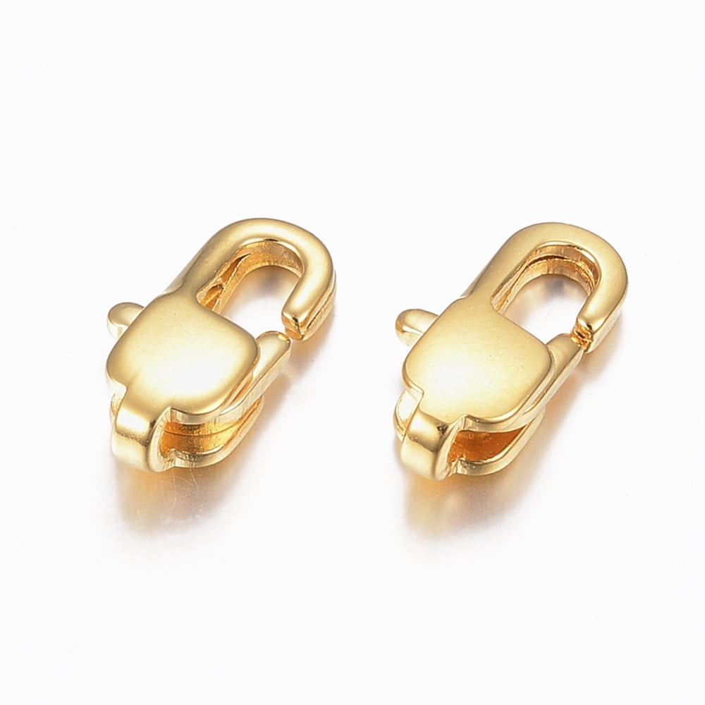 304 Stainless Steel Lobster Claw Clasps Golden 11x6x3mm Hole: 1.2mm
