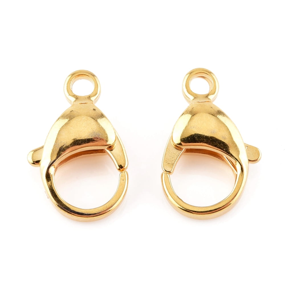 304 Stainless Steel Lobster Claw Clasps Parrot Trigger Clasps Real 24K golden Plated 16x10.5x4.7mm Hole: 2.2mm DIY
