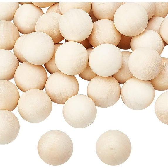30pcs Natural Wooden Ball 25mm Large Round Ball Decorative Wood Crafting Balls for Crafts and DIY Projects NO Hole