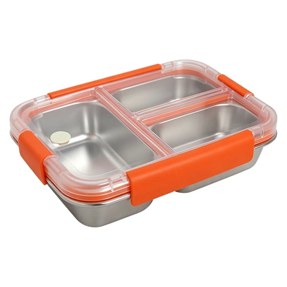 304 Stainless Steel Lunch Box Bento Box with 3 Compartments Leak Resistant Lid Reusable Food Container for Meals