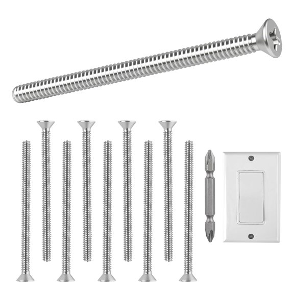 304 Stainless Steel Machine Screws,30pcs #6-32x1-3/4 Extra Long Outlet Screws Machine Long Electrical Outlet Screws Device Mounting Electrical Extender for Fix Wonky