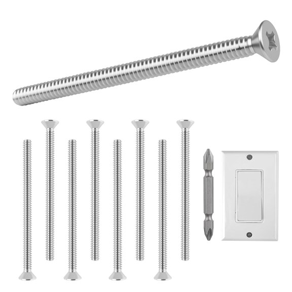 304 Stainless Steel Machine Screws,30pcs #6-32x2 Extra Long Outlet Screws Machine Long Electrical Outlet Screws Device Mounting Electrical Extender for Fix Wonky