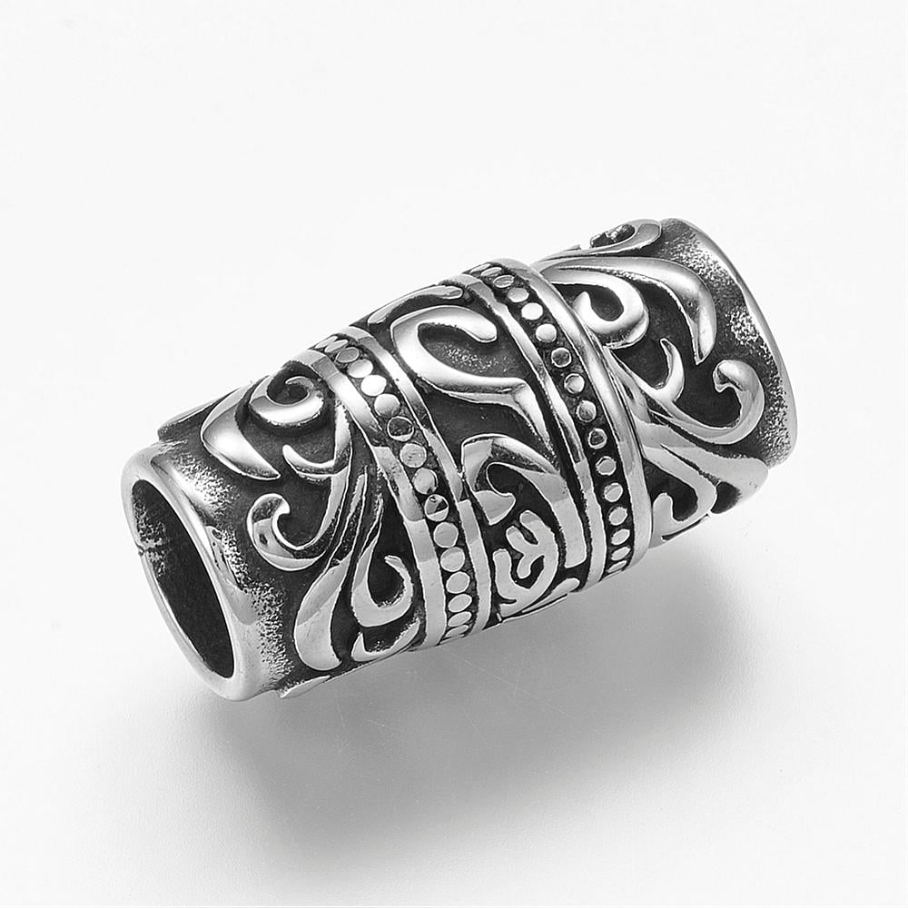 304 Stainless Steel Magnetic Clasps with Glue-in Ends Column Silver 25x12.5mm Hole: 8.5mm DIY