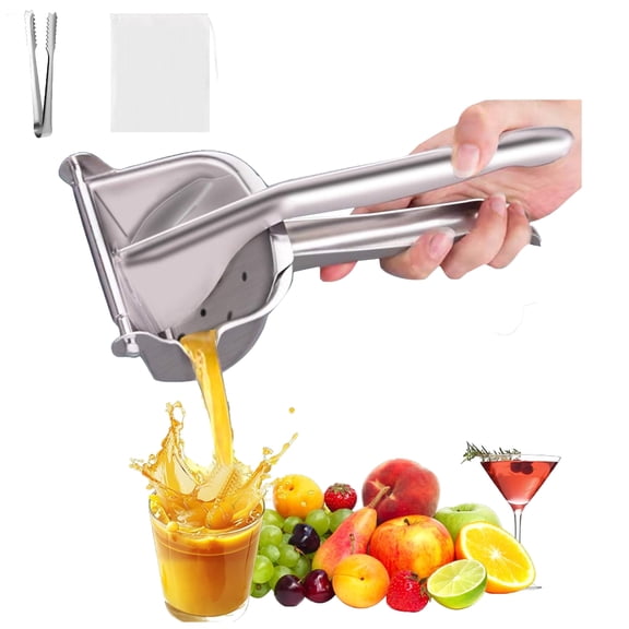 304 Stainless Steel Manual Juicer, Lemon Squeeze, Citrus Squeezer with Food Clip and 30 Filter Bags, Lime Squeezer Bar Tool, Metal Hand Press