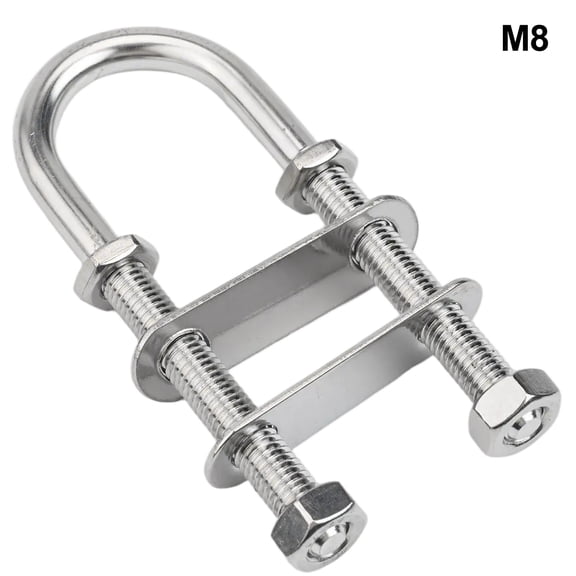 304 Stainless Steel Marine Boat Stern Bow Eye Tie Down U-Bolt For M8,With Flanges And Nuts For Deck And Cabin Hardware, 3500 Lbs Load Capacity