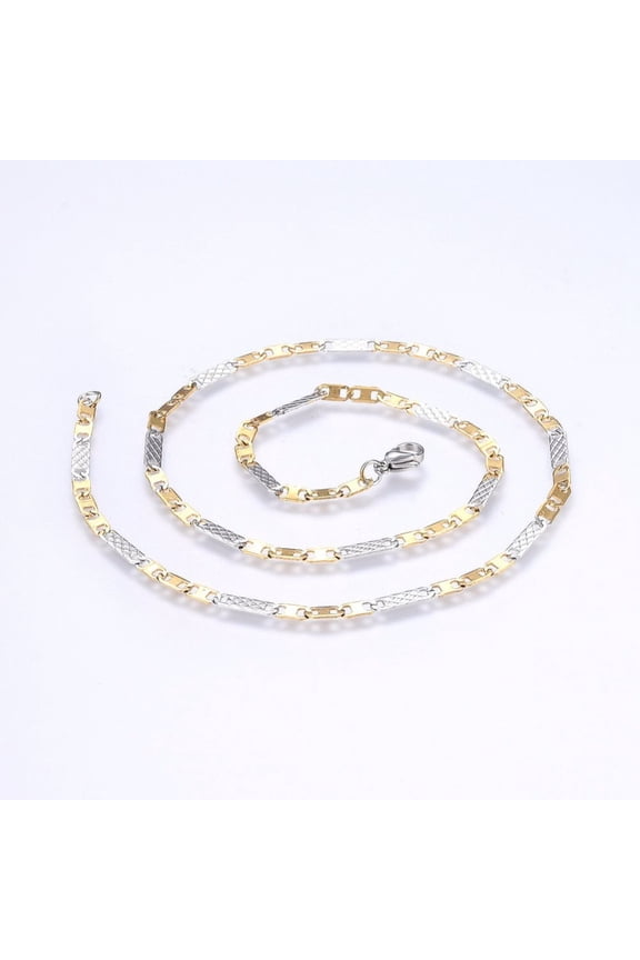 304 Stainless Steel Mariner Link Chains Necklaces Golden & Stainless Steel color 19.68 inch(50cm) 3.5mm