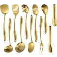 thumbnail image 1 of 304 Stainless Steel Matte Kitchen Utensils Set, 11 Pcs Long Metal Cooking Utensils Set, Gold Cooking Utensils Set, Dishwasher Safe, 1 of 13