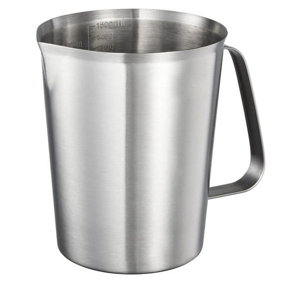 304 Stainless Steel Measuring Cup with Handle and Pour Lip, Metal Pitcher with Oz and ML Marking, 48OZ/1500 ML- 6 Cup)