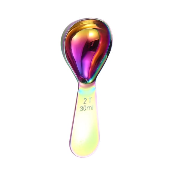 304 Stainless Steel Measuring Spoon 30Ml - Rainbow Finish With Short Handle For Coffee Beans, Tea, Seasoning - 2 Tablespoon Capacity For Kitchen Use