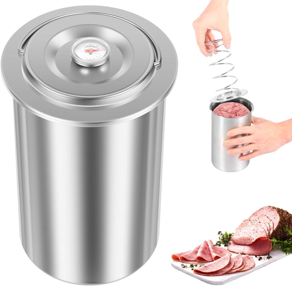 304 Stainless Steel Meat Press Cooker Ham Maker Meat Pressure Cooker Large Capacity Homemade Ham Press Maker with Thermometer and 10 Cooking Bag