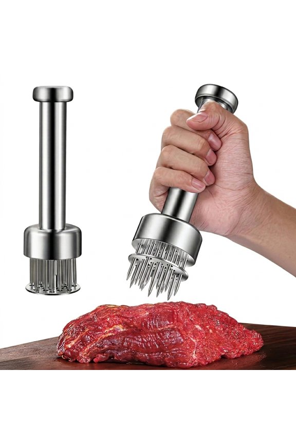 304 Stainless Steel Meat Tenderizer Tool, Handheld Needle Steak Tenderizer with Sharp Blades for Beef, Chicken, Pork, BBQ & Kitchen Cooking