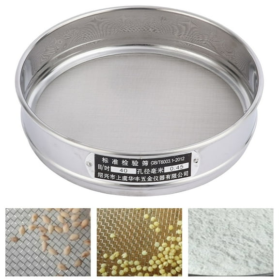 304 Stainless Steel Mesh Lab Sieve, 40 Mesh Aperture Test Sieve, 7.9Inch(20cm) Diameter Economy Standard Analysis Sample Test Sieves for Industrial Laboratory Homes
