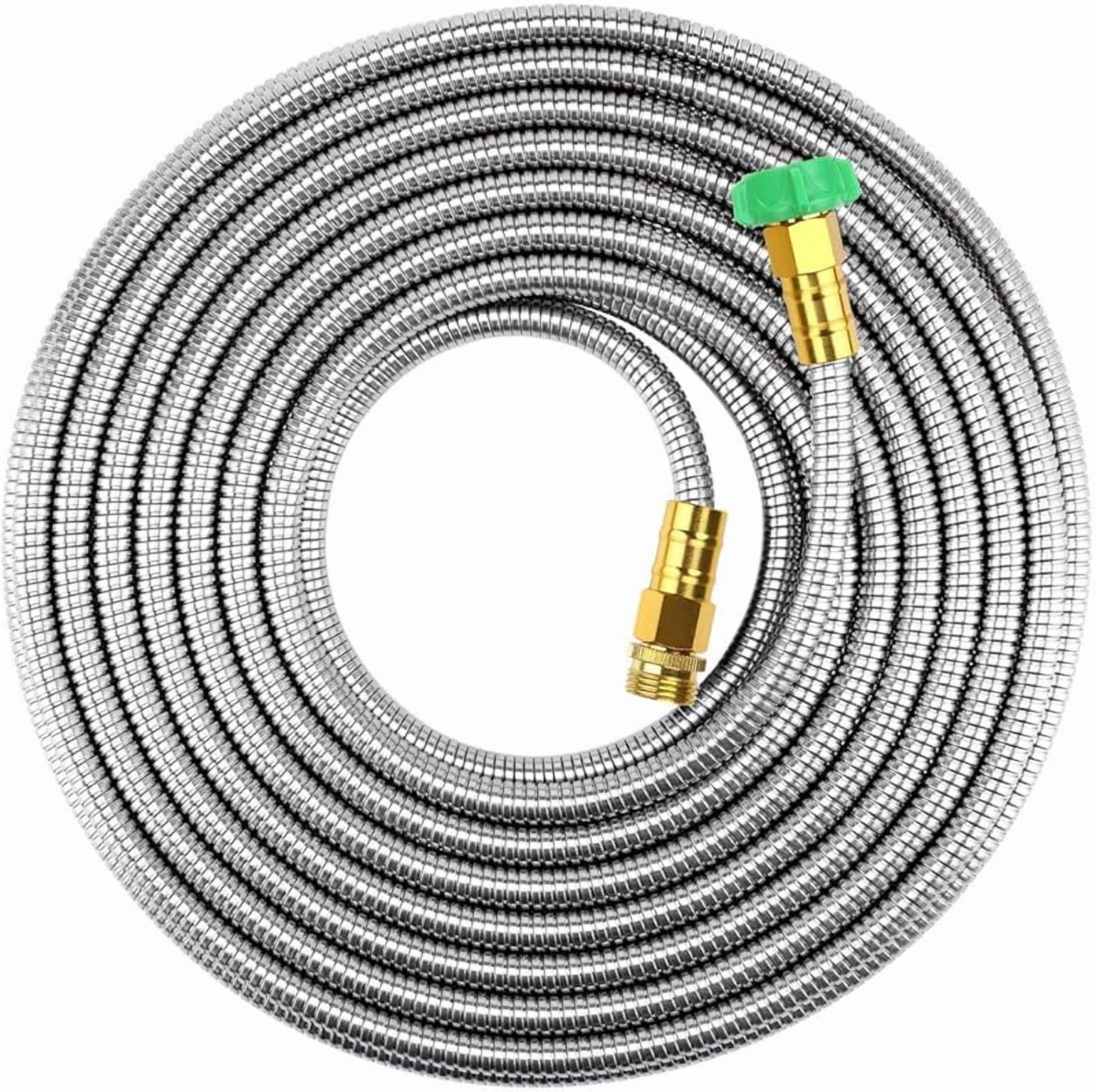 304 Stainless Steel Metal Garden Hose 15 Feet with Brass Garden Hose ...
