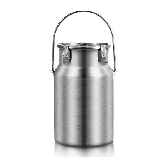 304 Stainless Steel Milk Can, Heavy Duty Milk Transport Bucket With Sealed Lid And Single Handle Wine Pail Barrel Milk Canister Tote Jug For Liquid Solid Storage