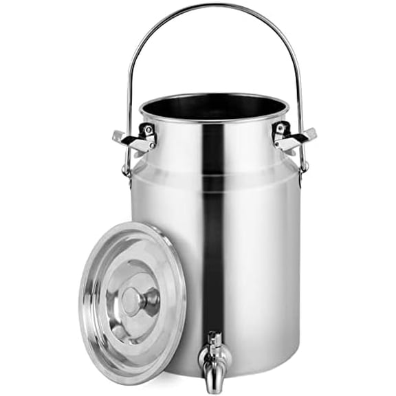 304 Stainless Steel Milk Can with Spigot 1.3 Gallon 5 Liter Metal Water Beverage Drink Dispenser Milk Pail Bucket for Milk Wine Oil$$Home Decor, Kitchen, & Other