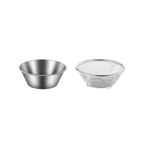 304 Stainless Steel Mini Colander Strainer Mixing Bowl Set - Small Mesh Sieve for Berries Beans Rice Vegetables - Colander Bowl for Washing Draining Rinsing - Kitchen Food Prep Tool 2 Piece