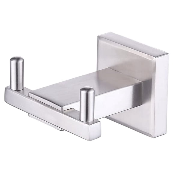 304 Stainless Steel Modern Square Wall-Mounted Double Towel Hook Bathroom Bathrobe Hook Wall-Mounted Towel Holder